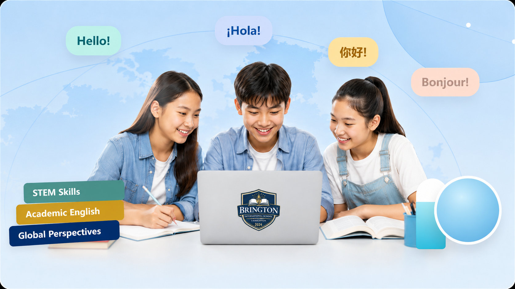 Brington students learning English together